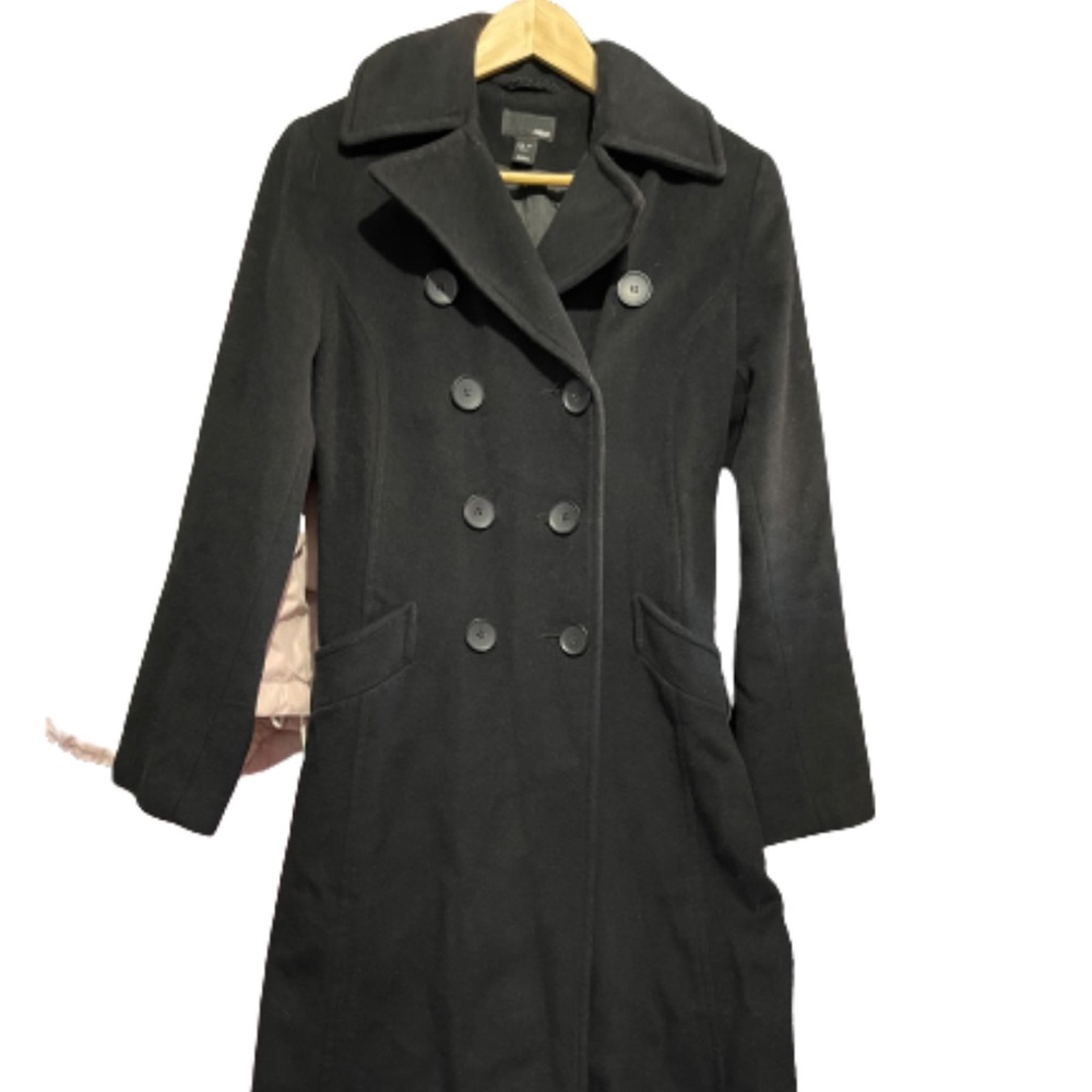 H&m longline black peat coat
